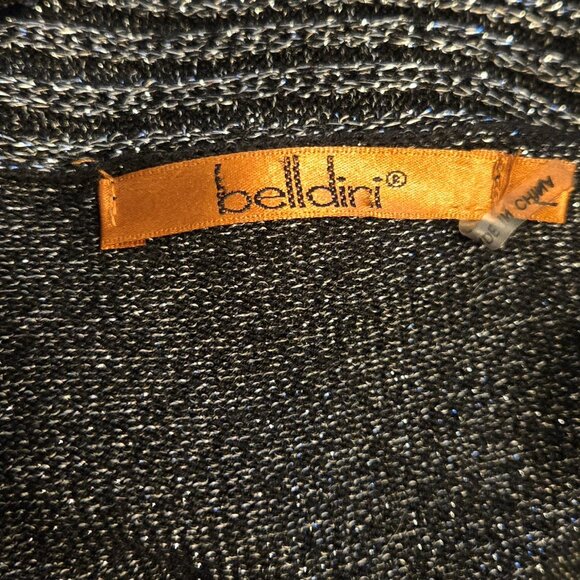 BELLDINI Black & Silver Metallic Open Cardigan Sweater SIZE L - Picture 2 of 6